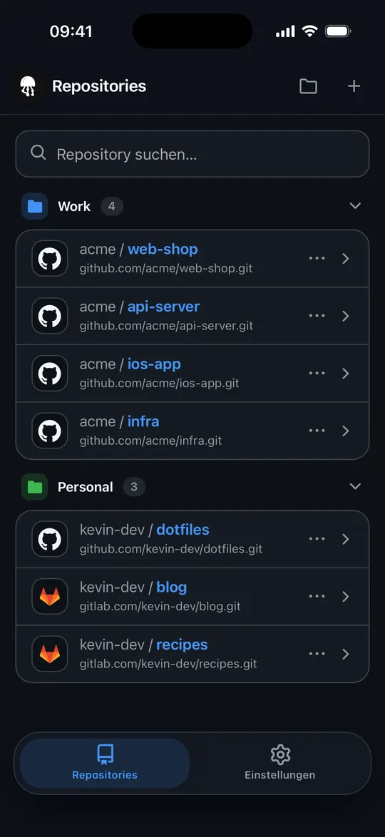 Repositories in Gruppen