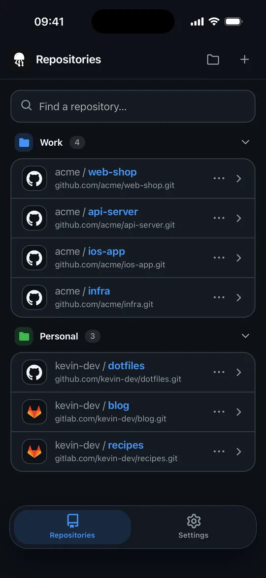 Repositories in groups